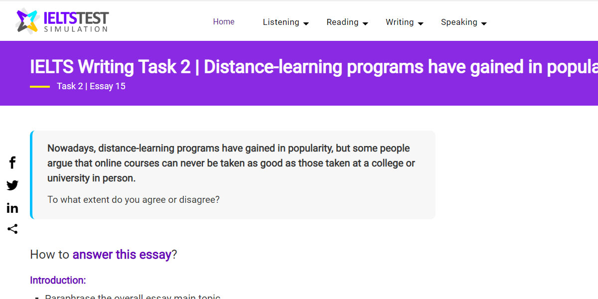 IELTS Writing Task 2 Distancelearning programs have gained in popularity